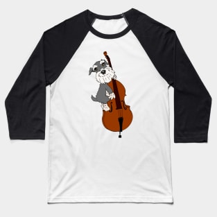 Miniature Schnauzer Happy Dog Playing Double Bass Baseball T-Shirt